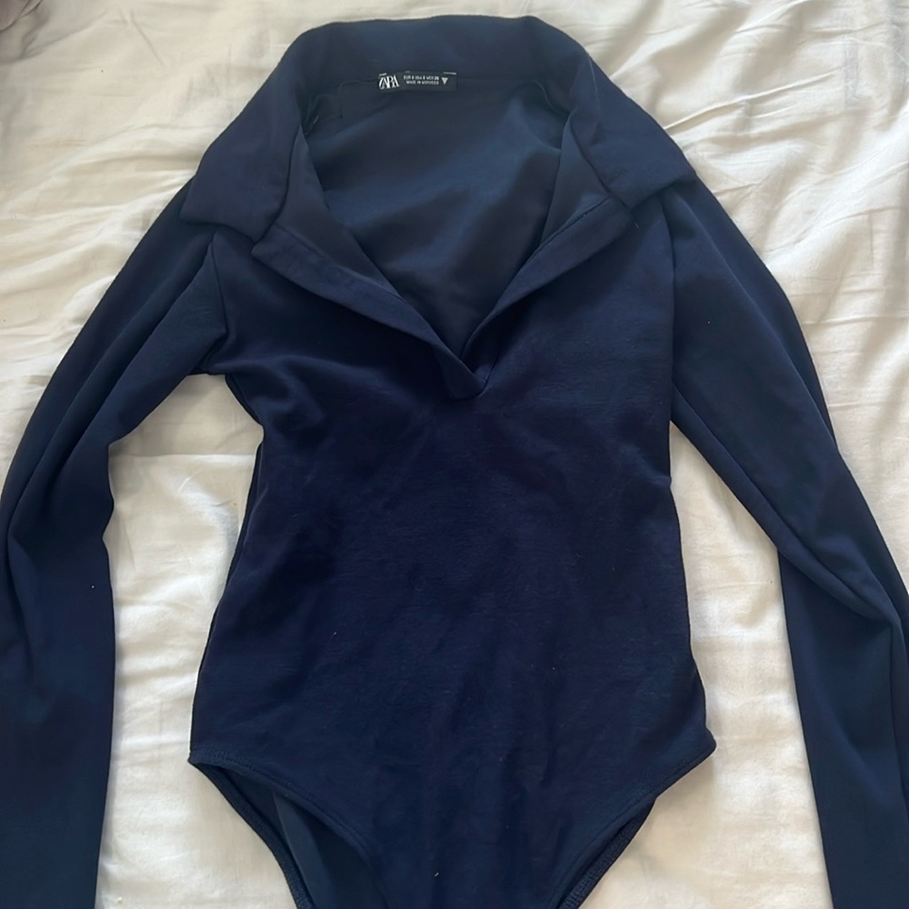 Zara navy collar bodysuit